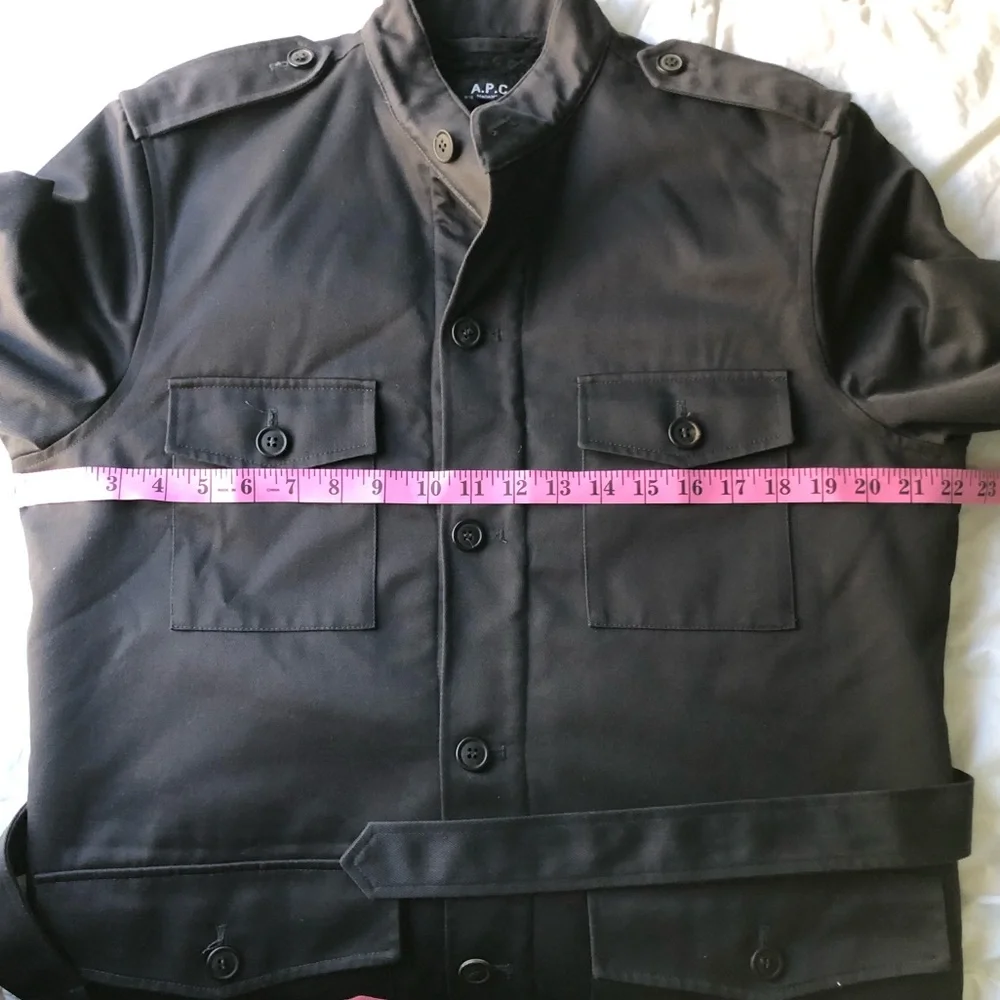 A.P.C. Field Military Sherpa Lined Belted Grey Jacket - Picture 8 of 10
